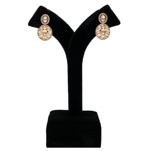Oval Kundan Drop Earrings – Traditional Earrings for Women